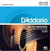 Acoustic Guitar Strings 80/20 Bronze Single Set of EJ11 Light 12-53